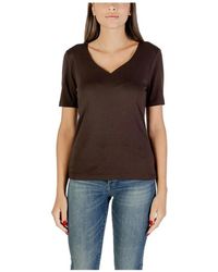 Street One - Tops ,Bruin ,Katoen Cotton T-Shirt Met Ronde Hals - Lyst