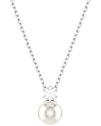 Swarovski - Ketting Vrouwen Matrix Hanger Kristal Parel Wit 5693897 - Lyst