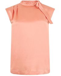 Alberta Ferretti - Blouse Met Korte Mouwen En Strik - Lyst