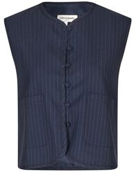 Lolly's Laundry - Jassen ,Blauw ,Polyester Pinstripe Vest Donkerblauw - Lyst