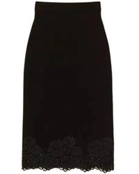 Twinset - Rokken ,Zwart ,Katoen Gebreide Midi Rok Met Kant - Lyst