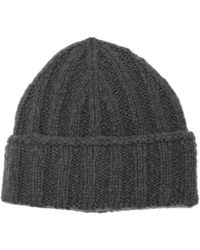 Roberto Collina - Accessoires ,Grijs ,Wol Geribbelde Gebreide Muts - Lyst
