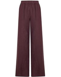 Eleventy - Broeken ,Bruin ,Linnen Pantalone Palazzo - Lyst