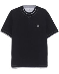 Brunello Cucinelli - Blau Logo Baumwoll T-Shirt Polos - Lyst