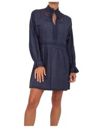 Twinset - Blauwe Katoenen Jurk - Lyst