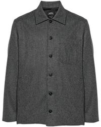 A.P.C. - Wollmischhemdjacke mit taschen - Lyst