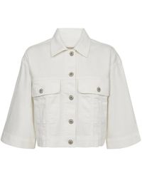 Mos Mosh - Witte Denim Jack Met Geknipte Lengte - Lyst