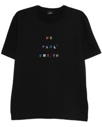 Paul Smith - Tops ,Zwart ,Katoen Zwart Logo Katoenen T-Shirt - Lyst