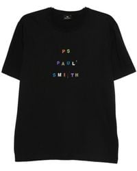 Paul Smith - Tops ,Zwart ,Katoen Zwart Logo Katoenen T-Shirt - Lyst