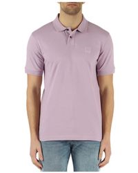 BOSS - Polo slim fit in cotone piquet con patch logo frontale - Lyst
