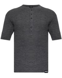 DSquared² - Tops ,Grijs ,Wol Wollen Ondergoed T-Shirt - Lyst