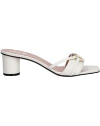 Pollini - Schoenen ,Wit ,Leer Sandalen Met Ringdetail En Pebble-Nerf - Lyst