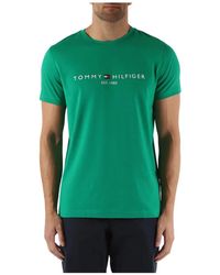 Tommy Hilfiger - Slim fit baumwoll t-shirt mit frontlogo-stickerei - Lyst