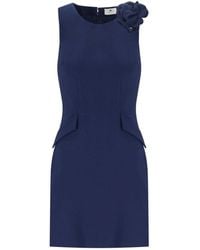 Elisabetta Franchi - Robe Fourreau Avec Broche Oltremare - Lyst