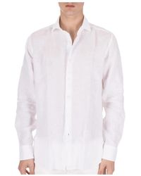 Xacus - Camicia in lino bianco con colletto francese - Lyst