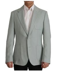 Dolce & Gabbana - Jassen ,Groen ,Leer Mintgroene Slim Fit Blazer - Lyst