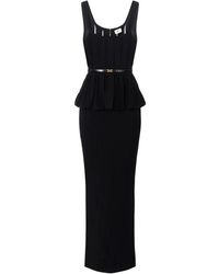 Elisabetta Franchi - Carpet Gebreide Jurk Met Peplum - Lyst