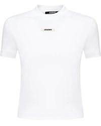 Jacquemus - Weißes Stretch-Baumwoll Besticktes T-Shirt - Lyst