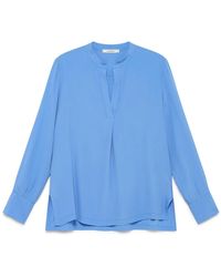 Maliparmi - Overhemden ,Blauw ,Fluid Crepe Blouse - Lyst