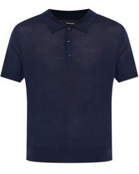 DSquared² - Tops ,Blauw ,Wol Wollen Polo Met Geborduurd Logo - Lyst