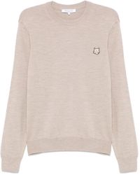 Maison Kitsuné - Gerippter rundhalsausschnitt pullover in grau - Lyst