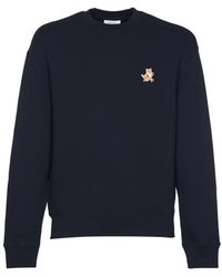 Maison Kitsuné - Hoodies & Sweatvesten ,Zwart ,Katoen Speedy Fox Patch Sweater - Lyst