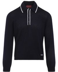 Gucci - Tops ,Blauw ,Wol Blauwe Wol Lange Mouwen Polo - Lyst