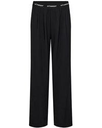 co'couture - Broeken ,Zwart ,Polyester Zwarte Logo Pant Met Wijde Pijpen - Lyst