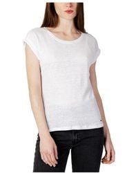 Pepe Jeans - Magliette bianca in lino con maniche corte - Lyst