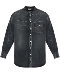 Moschino - Denimhemd Mit Logo - Lyst