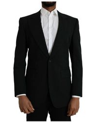 Dolce & Gabbana - Jassen ,Zwart ,Wol Zwarte Wol Peak Coat Blazer - Lyst