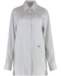 Stella McCartney - Zijden Gestreepte Shirt Met Zijsplitten - Lyst