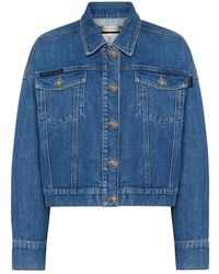 Philipp Plein - Jassen ,Blauw ,Denim Denim Cropped Jas Crystal Franjes - Lyst
