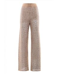 Nenette - Broeken ,Bruin ,Wide Leg Gebreide Broek - Lyst