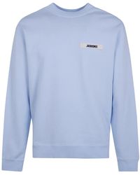 Jacquemus - Hoodies & Sweatvesten ,Blauw ,Katoen Le Sweatshirt Gros Grain Round Neck Sweatshirt - Lyst