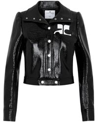Courreges - Schwarze vinyl-logo-jacke - Lyst