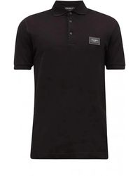 Dolce & Gabbana - Zwarte Polo Met Logo Plaque - Lyst
