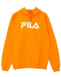 Fila - Hoodies & Sweatvesten ,Oranje ,Katoen Flame Kangaroo Hoodie Lange Mouw - Lyst