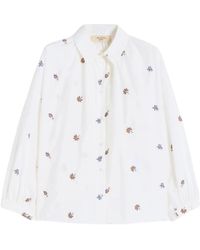 Weekend by Maxmara - Overhemden ,Wit ,Katoen Poplin Shirt Met Borduursel - Lyst