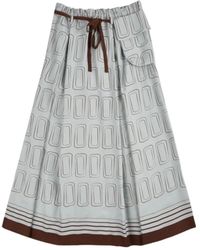 Incotex - Gedrukte Midi Rok Met Elastische Taille - Lyst