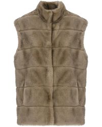 Betta Corradi - Gilet in ecopelliccia marrone senza maniche - Lyst