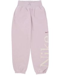 Nike - Fitness ,Paars ,Katoen Fleece Trainingsbroek Phoenix Logo - Lyst