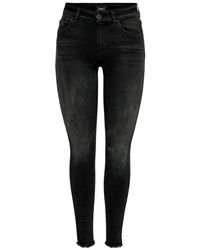 ONLY - Schwarze einfarbige jeans mit reißverschluss und knopfverschluss - Lyst