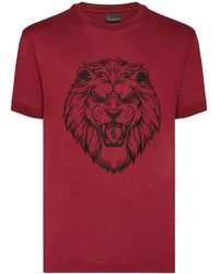 Billionaire - Tops ,Rood ,Katoen T-Shirt Ronde Hals Ss Lion - Lyst