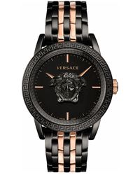 Versace - Empire schwarz roségold stahl uhr - Lyst