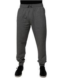 Dolce & Gabbana - Graue Logo Baumwoll-Jogger-Sweatpants - Lyst