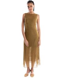Marella - Kleedjes ,Bruin ,Tule Moulin Rouge Mouwloze Midi-Jurk Van Tule - Lyst