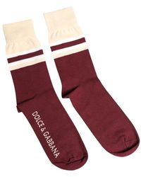 Dolce & Gabbana - Logo Print Mid Calf Socks Burgundy - Lyst