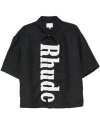 Rhude - Schwarzes Hemd Mit Logo-Druck Und Knöpfen - Lyst