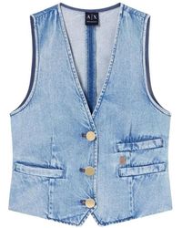 ARMANI EXCHANGE - Jassen ,Blauw ,Katoen Katoenen Gilet - Lyst